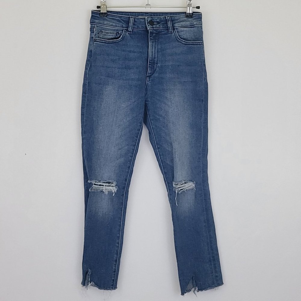 DL1961 Farrow High Rise Skinny Crop Capri Knee Tear Jean Laramie HEMMED